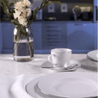 Aparelho de Jantar e Chá 30 Peças Joana em Porcelana Decorada Branca