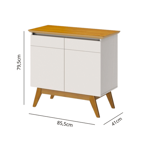 Balcão Buffet Classic Imcal 85cm 2 Portas Off White e Nature