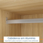 Roupeiro Creta Mambel 200cm 2 Portas de Correr com Espelho 100% MDF Olmo