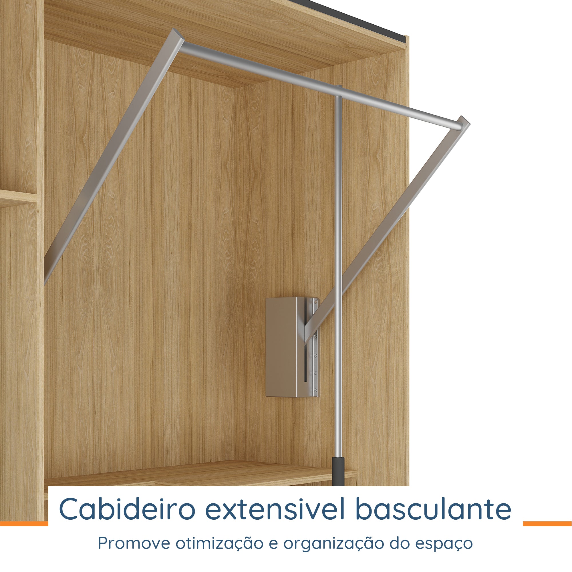 Roupeiro Creta Mambel 200cm 2 Portas de Correr com Espelho 100% MDF Olmo