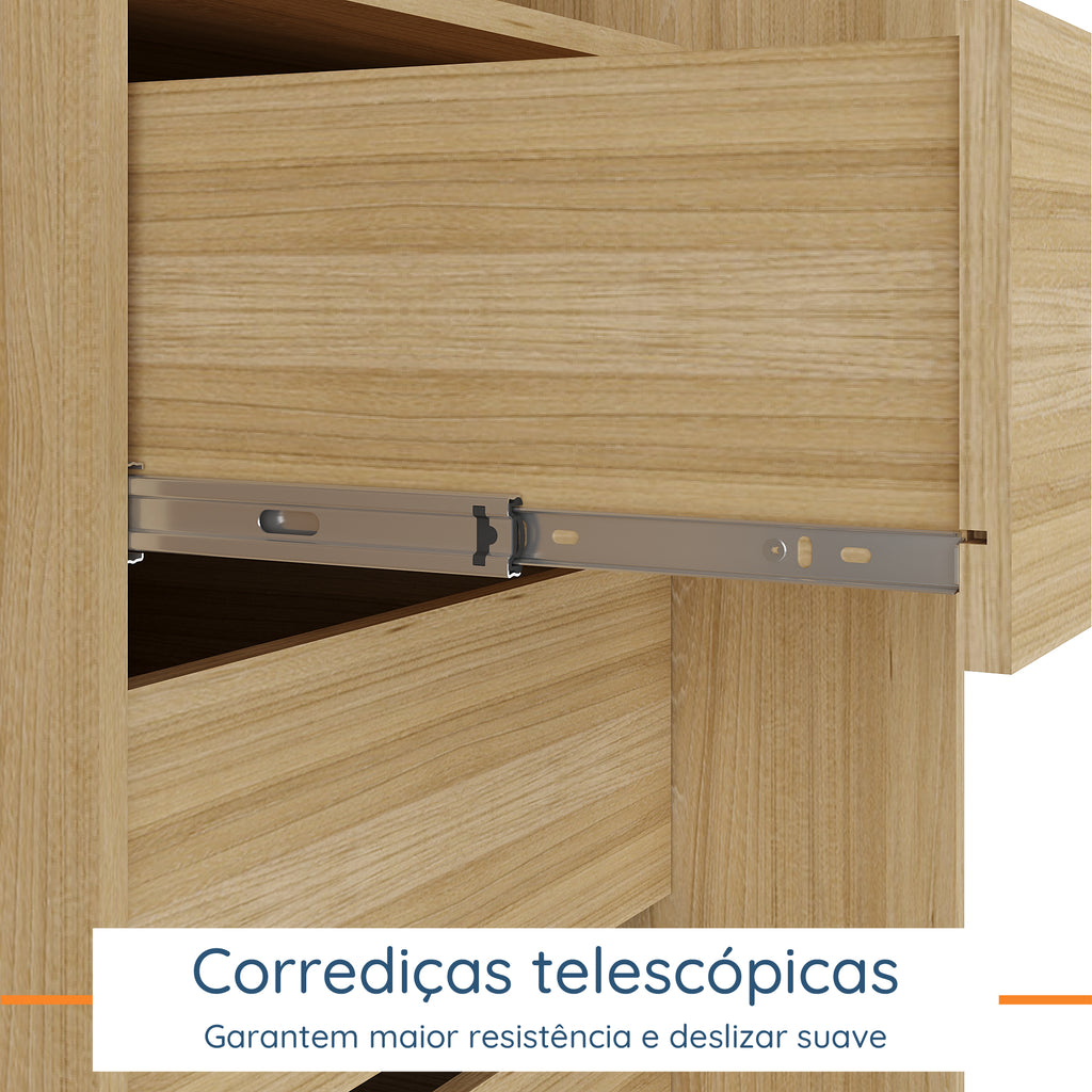 Roupeiro Creta Mambel 200cm 2 Portas de Correr com Espelho 100% MDF Olmo