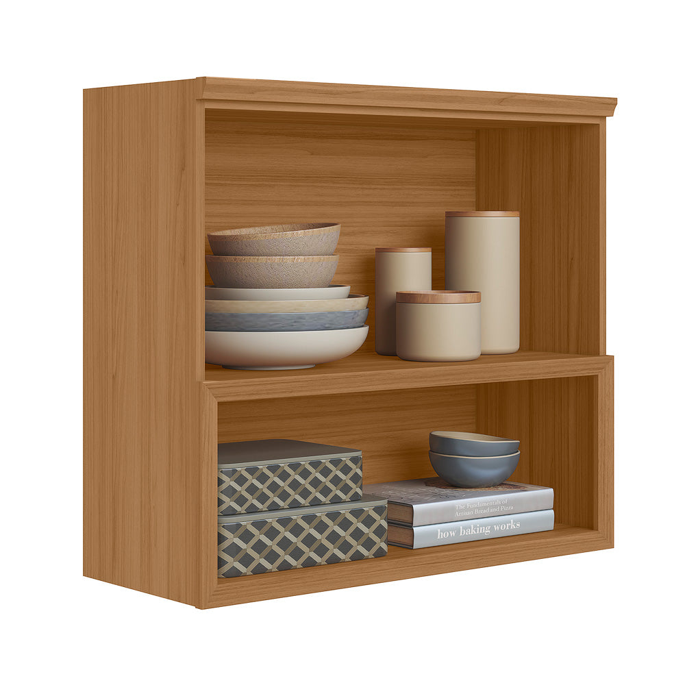Armário Aéreo de Cozinha Selene Linea 100% MDF 2 Portas 1 Nicho 80cm Jequitibá e Off White