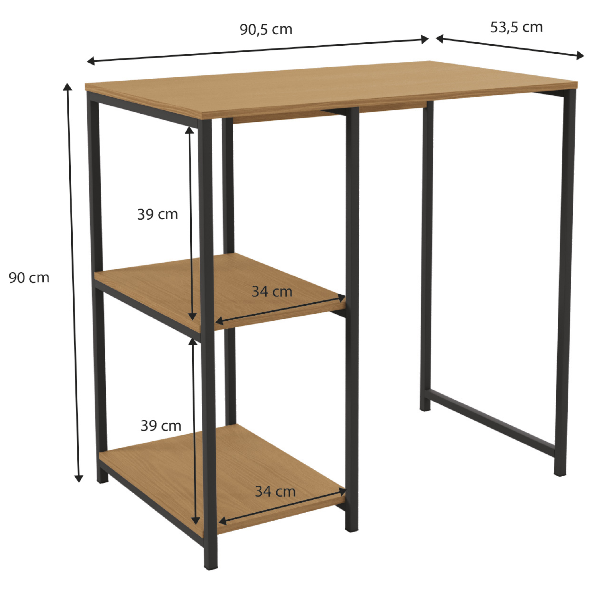 Bancada Industrial LI044 Kappesberg 90cm Prateleiras Canela e Preto