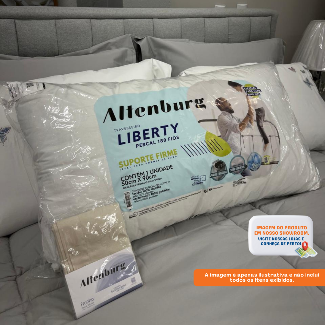 Kit Altenburg Travesseiro Liberty 50x90cm + Fronha Percal 180 Fios 50x90cm Bege
