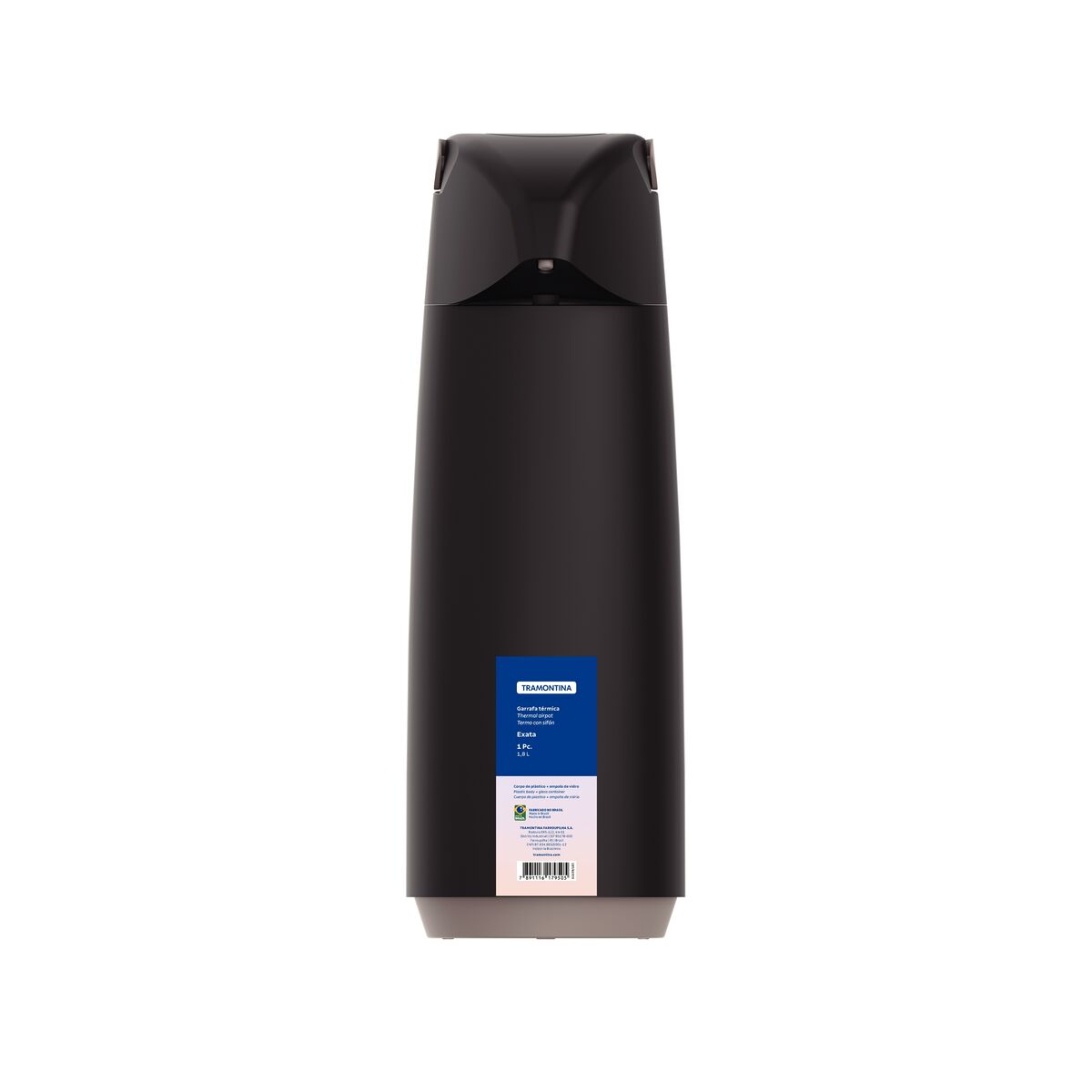 Garrafa Térmica Tramontina Exata  1,8 Litros com Ampola de Vidro Preto