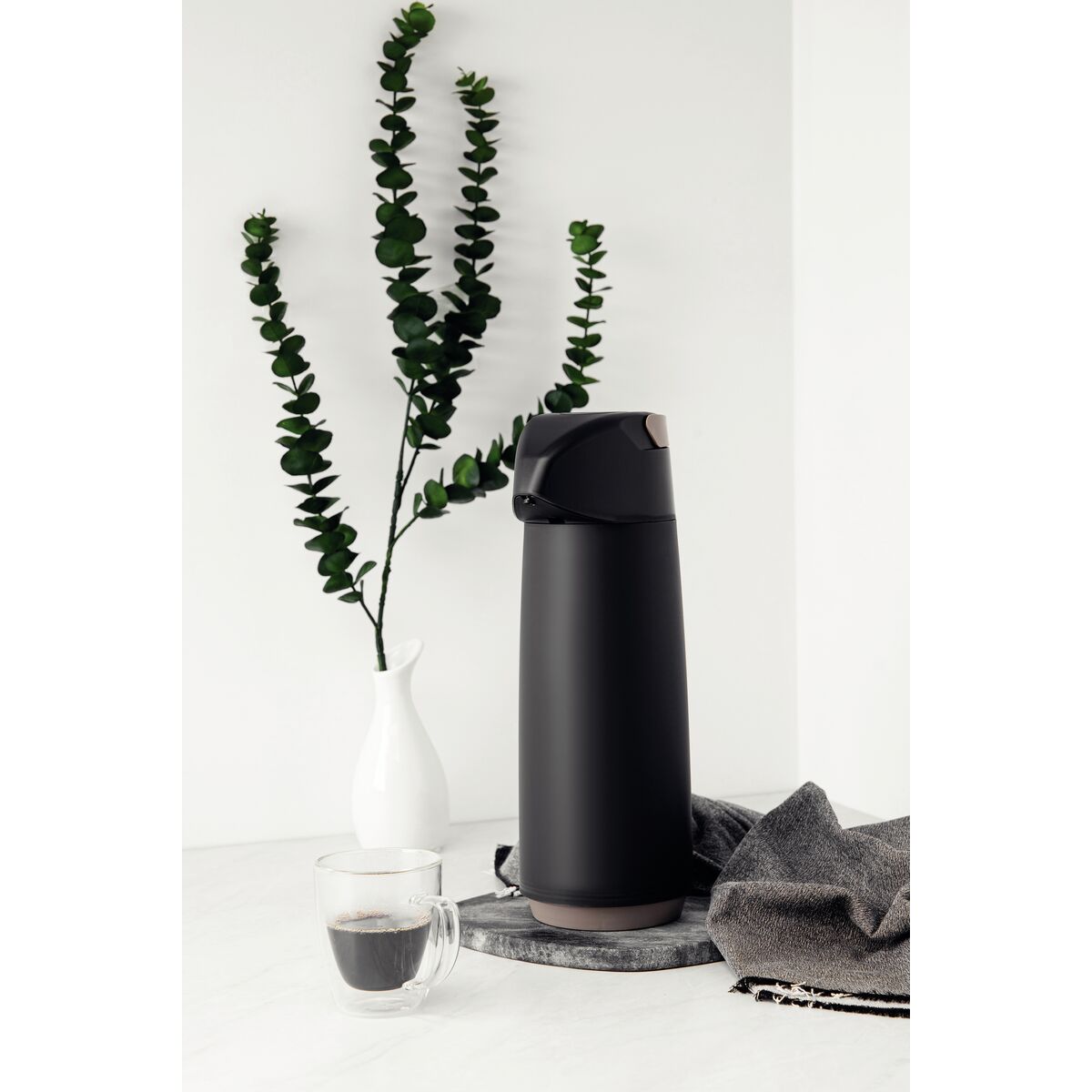 Garrafa Térmica Tramontina Exata  1,8 Litros com Ampola de Vidro Preto