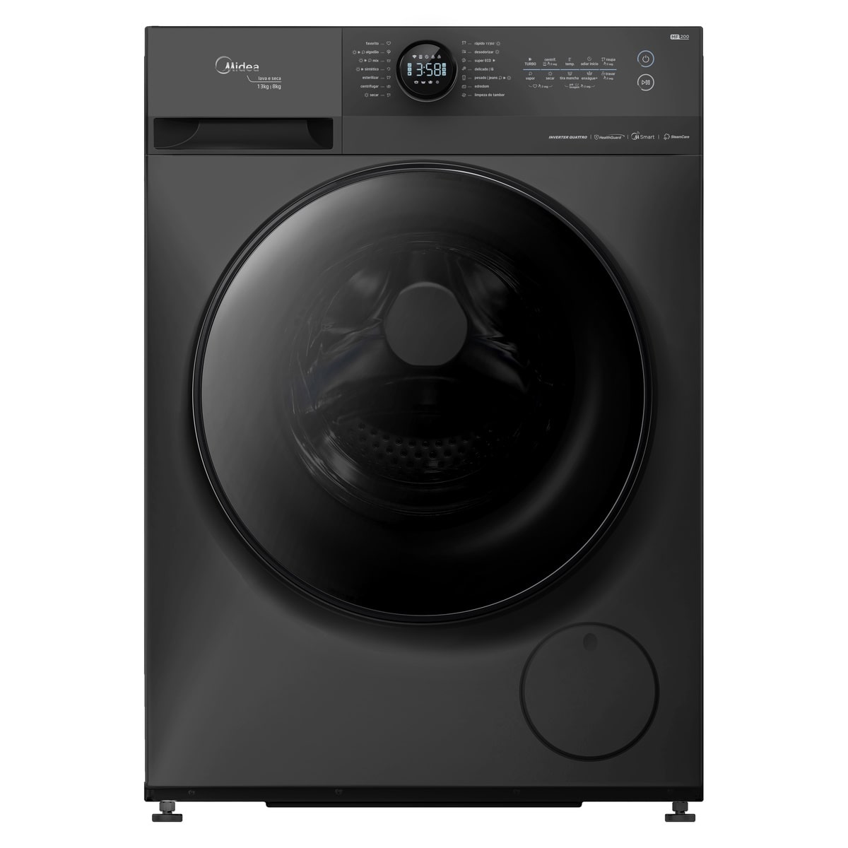 Lava e Seca Midea 13KG MF200D130WB HealthGuard Smart Motor Inverter Titanium 220V