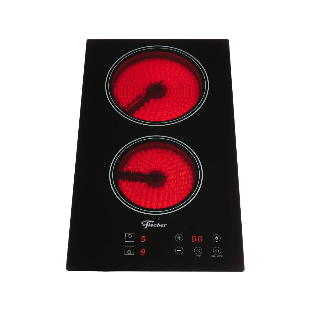 Cooktop Fischer 2 Bocas Elétrico Controle Touch Screen Vitrocerâmico 30004 Preto 220V