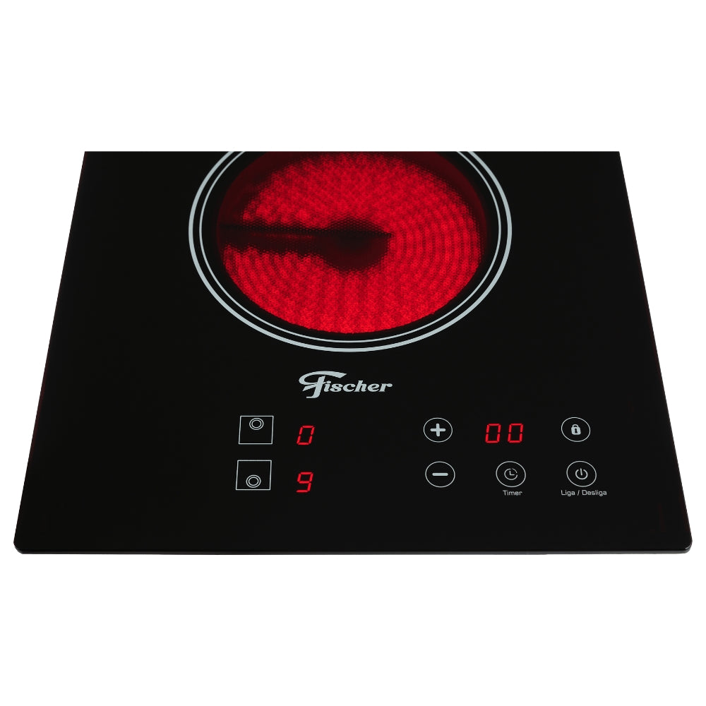 Cooktop Fischer 2 Bocas Elétrico Controle Touch Screen Vitrocerâmico 30004 Preto 220V