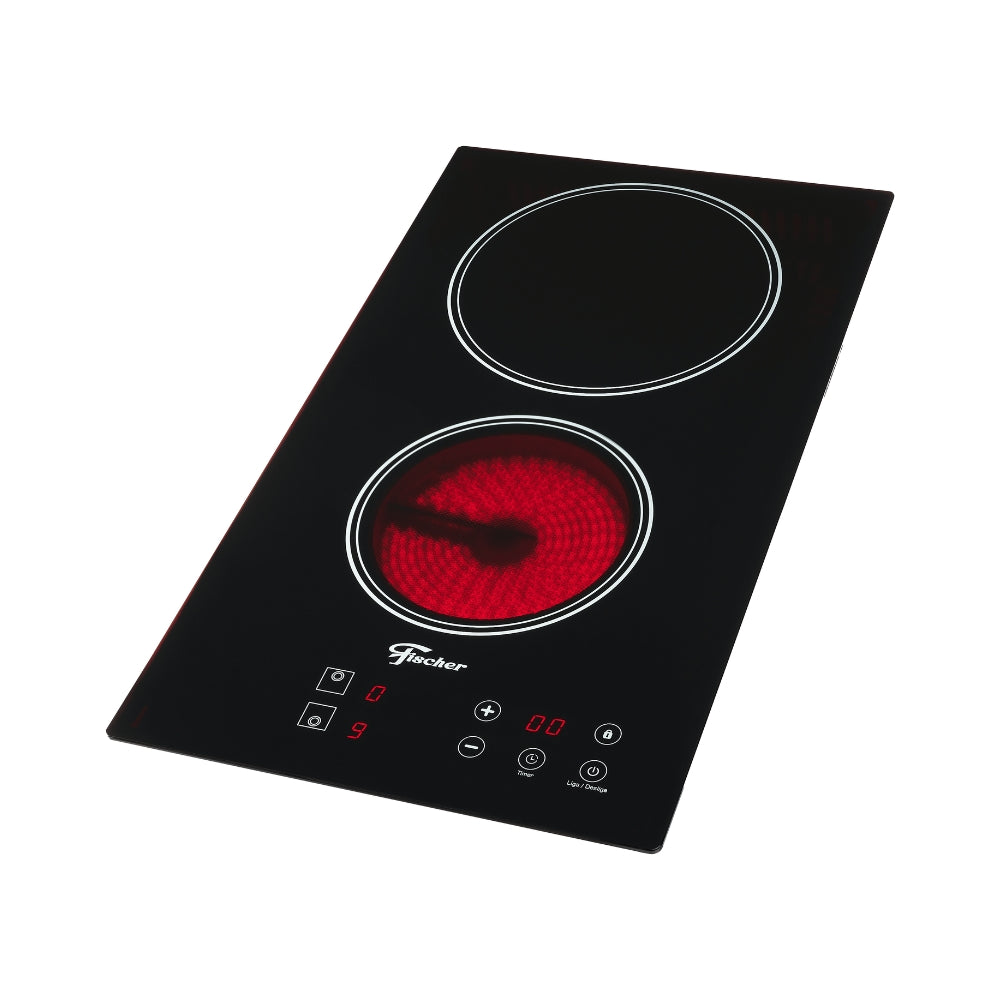 Cooktop Fischer 2 Bocas Elétrico Controle Touch Screen Vitrocerâmico 30004 Preto 220V