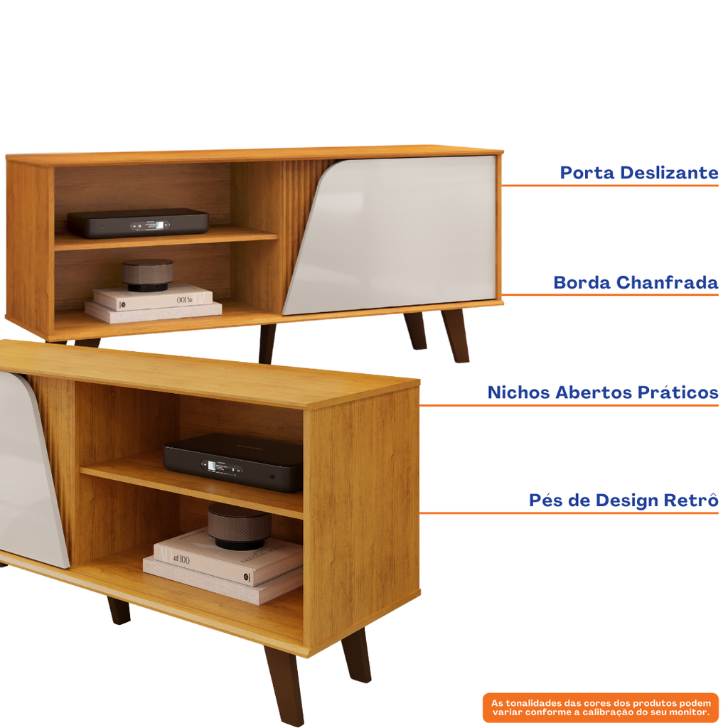Rack Íris DJ Móveis 120cm Cedro e Bali