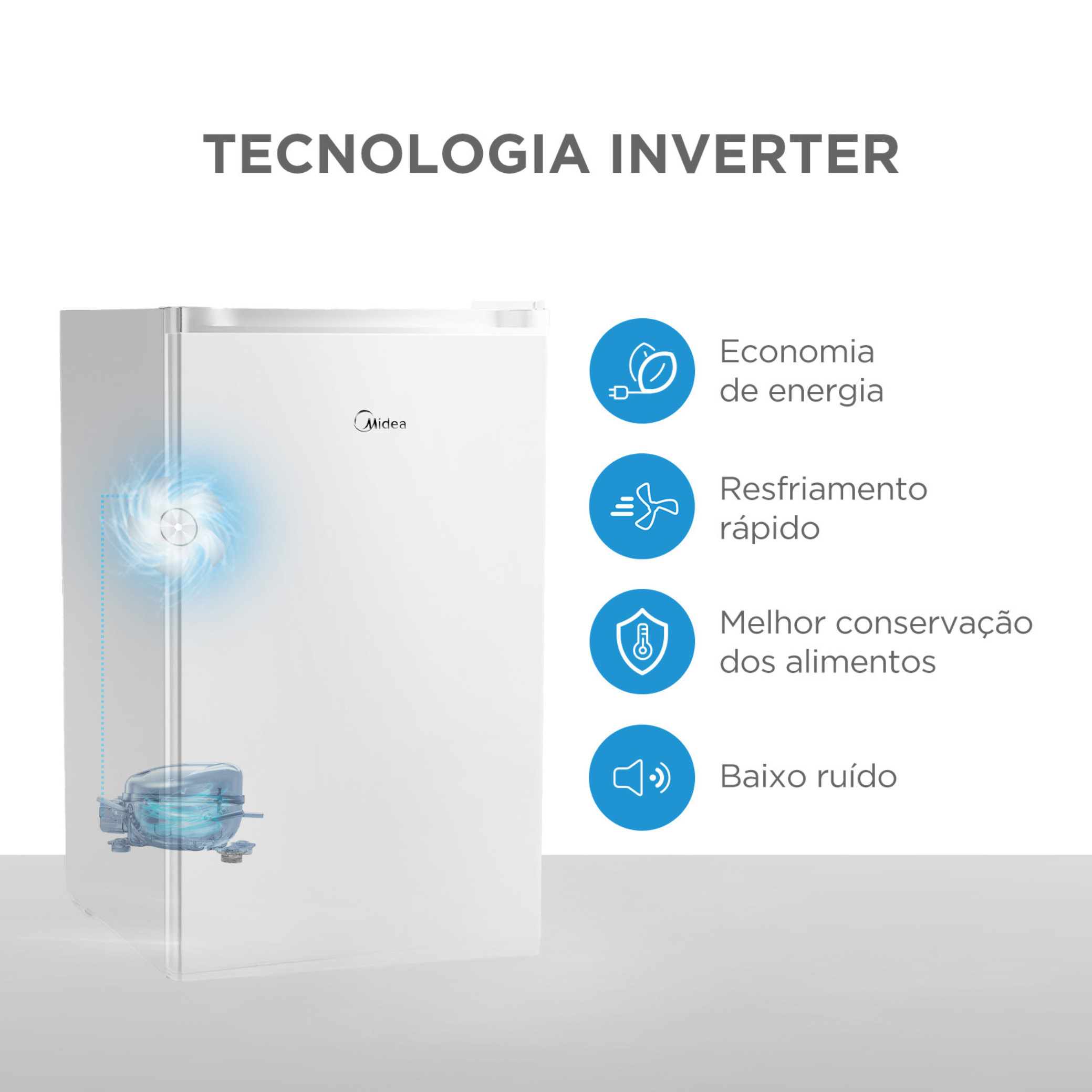 Frigobar Midea 124L MDRD181 Inverter Branco Bivolt