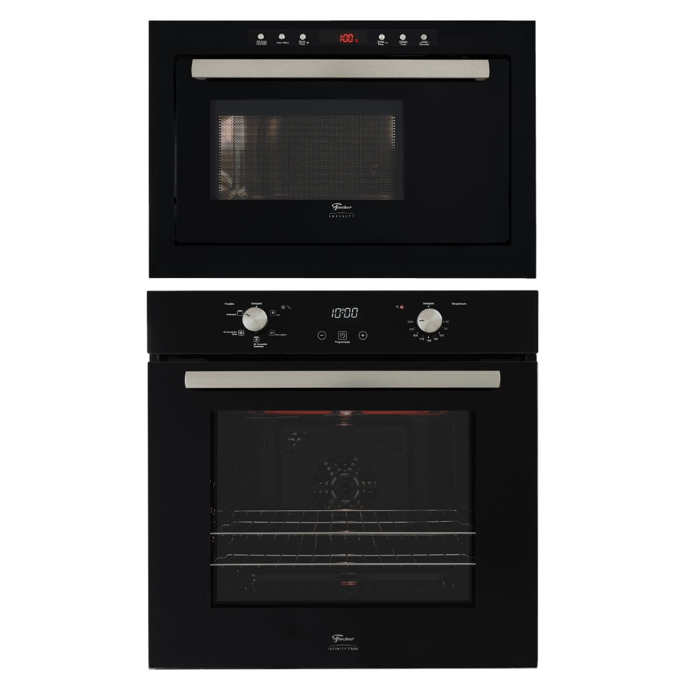 Kit Fischer de Embutir Forno Elétrico Infinty 82 Litros+Micro-ondas Infinity 25 Litros Grill Preto 220V