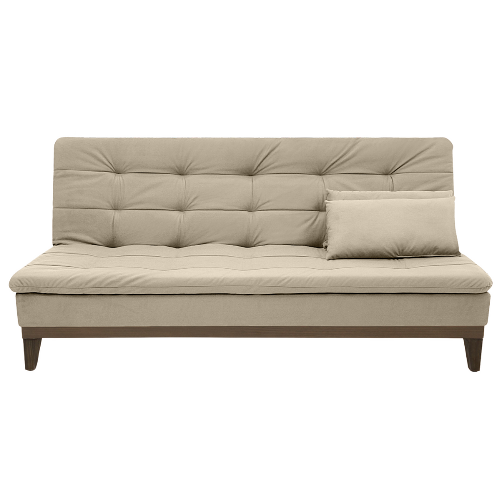 Sofá Cama Melissa 190cm Linoforte Pés em Madeira Veludo Castor