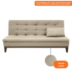 Sofá Cama Melissa 190cm Linoforte Pés em Madeira Veludo Castor