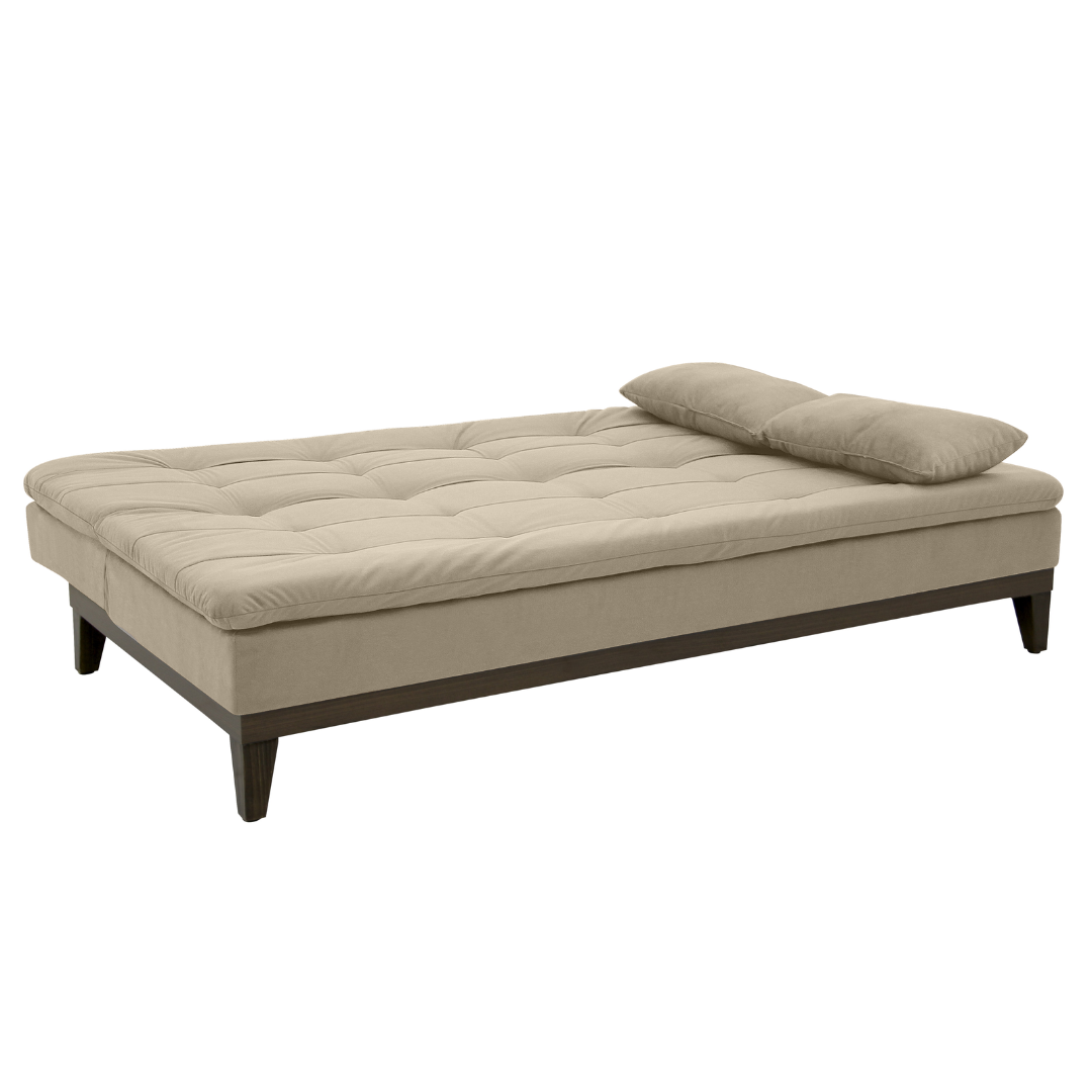 Sofá Cama Melissa 190cm Linoforte Pés em Madeira Veludo Castor