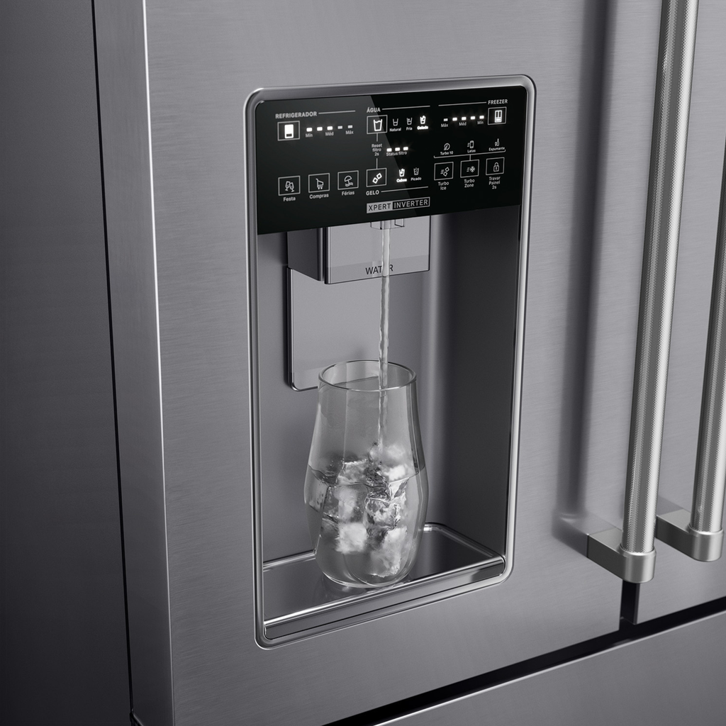 Refrigerador Brastemp 544L BRH86M French Door Gourmand Inverter Água e Gelo na Porta Inox 220V