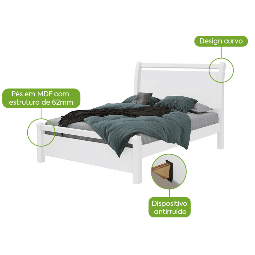 Cama Reali Casal Lopas 140cm Branco