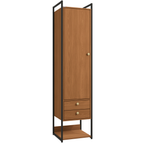 Armário Industrial Closet LI051 Kappesberg 48cm 1 Porta 2 Gavetas Canela e Preto Fosco