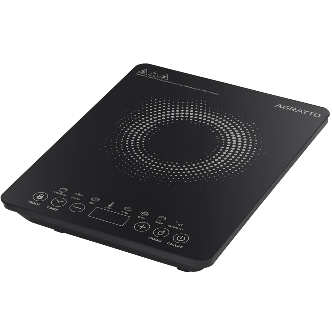 Cooktop Indução 1 Boca Agratto Vitrocerâmica Preto 220V