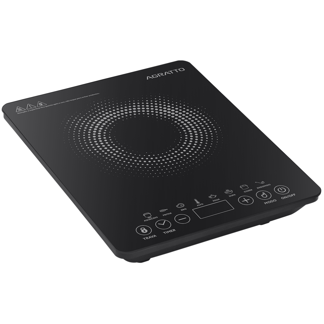 Cooktop Indução 1 Boca Agratto Vitrocerâmica Preto 220V