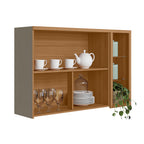 Armário Aéreo de Cozinha Allure Linea 100% MDF 2 Portas 120cm com Led Jequitibá e Gris