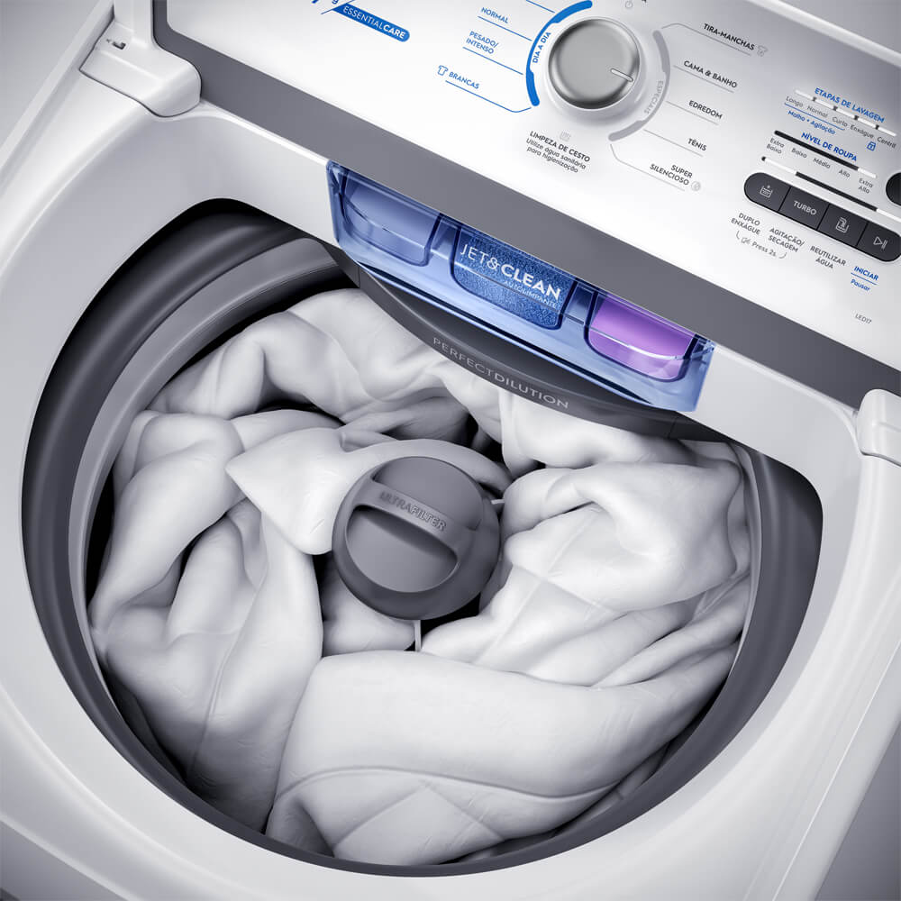 Lavadora de Roupas Electrolux 17Kg Essential Care Cesto Inox Jet Clean Ultra Filter LED17 Branco 220V
