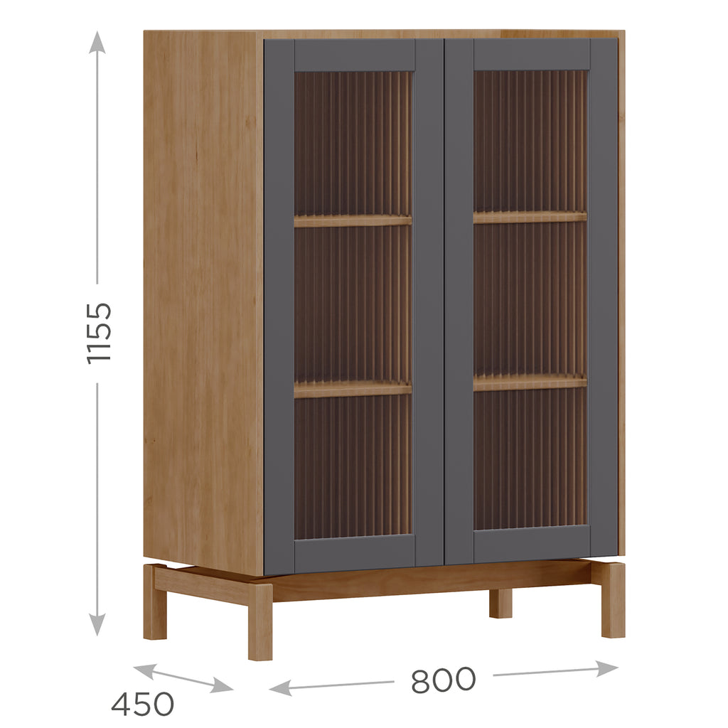 Cristaleira Baixa Barcelona Finestra 80cm 2 Portas Tauari/Concret