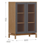 Cristaleira Baixa Barcelona Finestra 80cm 2 Portas Tauari/Concret