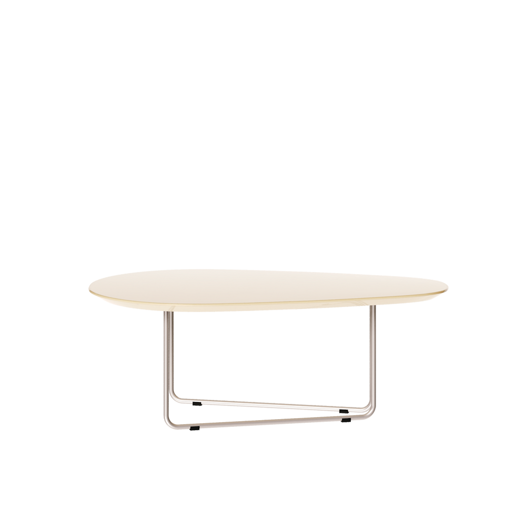 Mesa de Centro Orgânica Side Imcal 90x56 Pé em Metal Off White