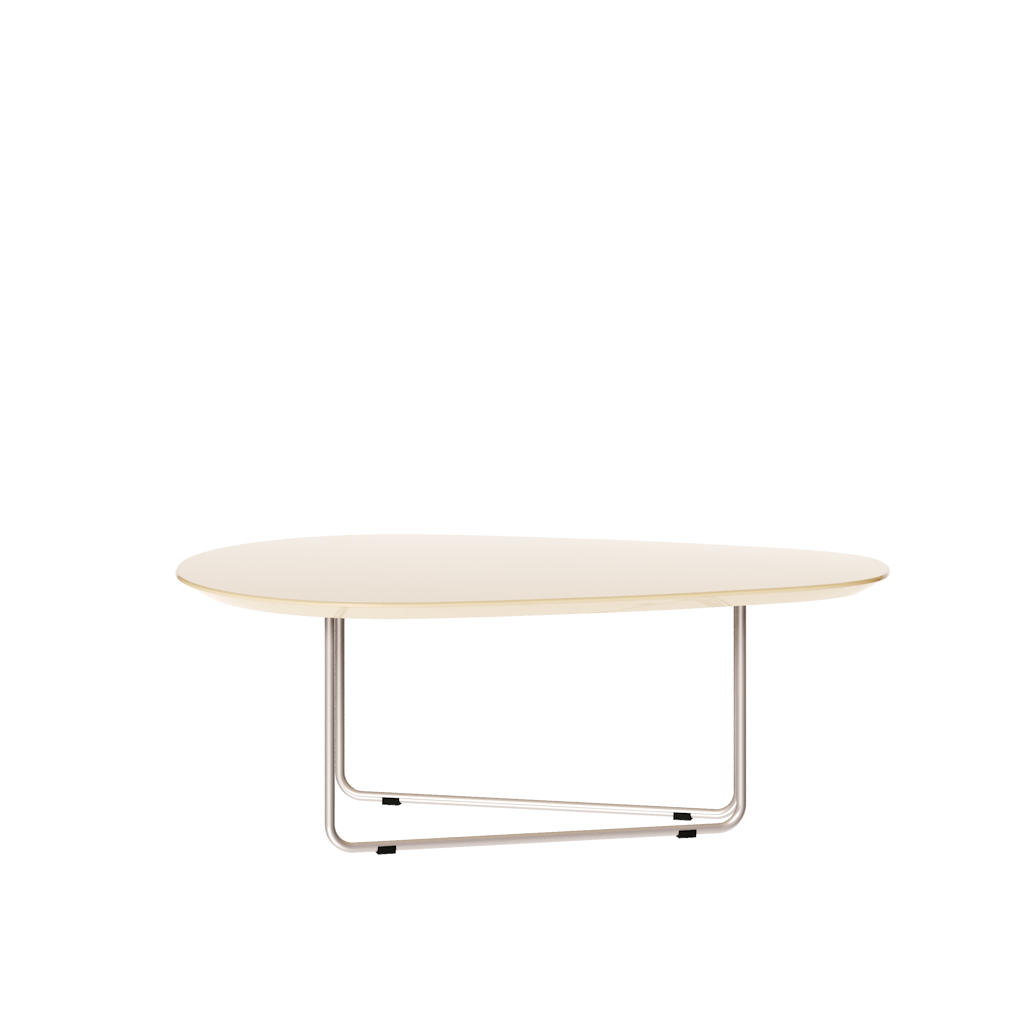 Mesa de Centro Orgânica Side Imcal 90x56 Pé em Metal Off White
