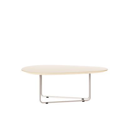 Mesa de Centro Orgânica Side Imcal 90x56 Pé em Metal Off White