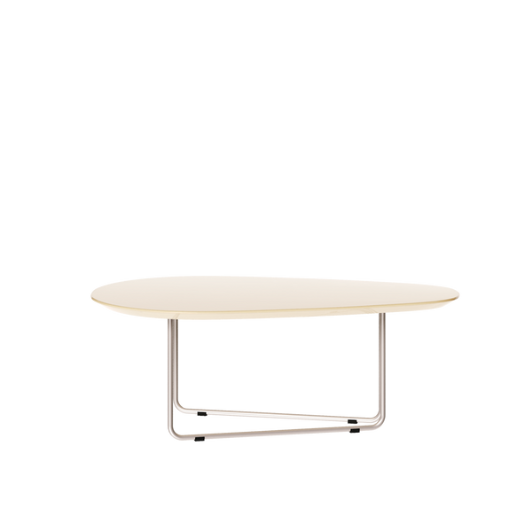 Mesa de Centro Orgânica Side Imcal 90x56 Pé em Metal Off White