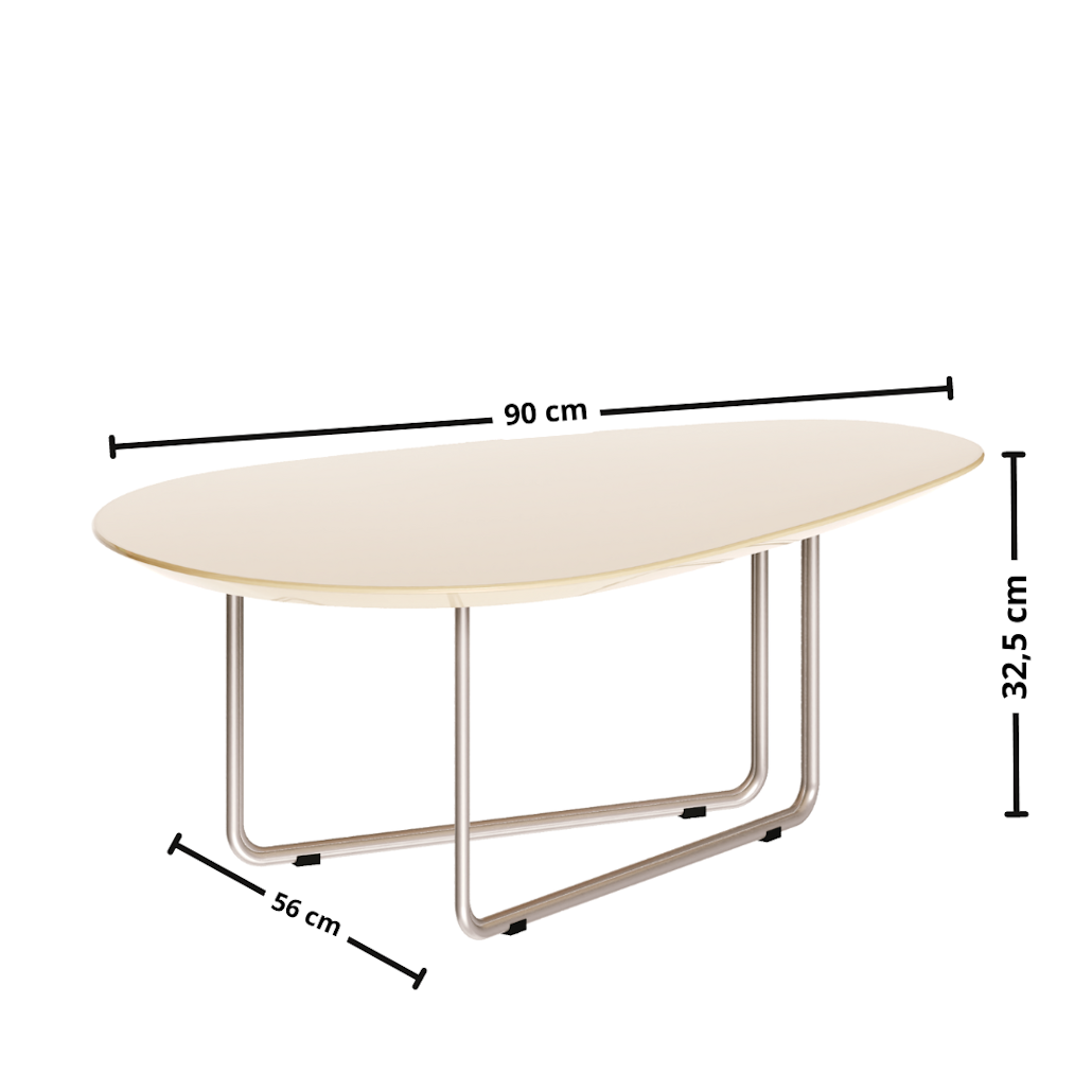 Mesa de Centro Orgânica Side Imcal 90x56 Pé em Metal Off White