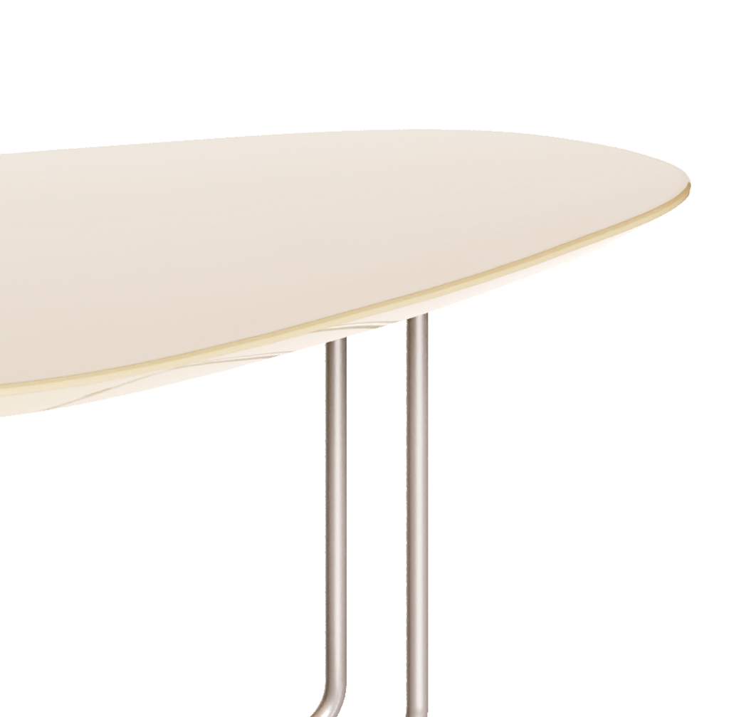 Mesa de Centro Orgânica Side Imcal 90x56 Pé em Metal Off White
