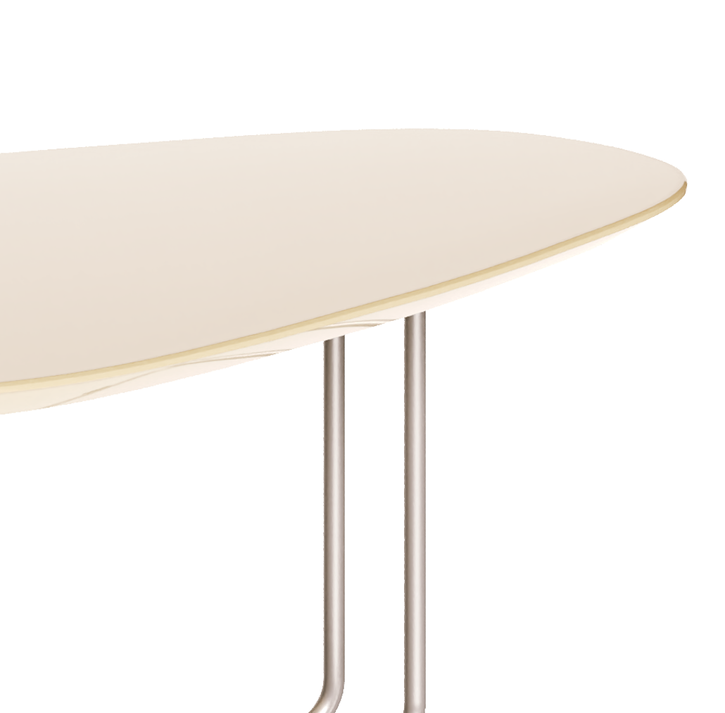 Mesa de Centro Orgânica Side Imcal 90x56 Pé em Metal Off White