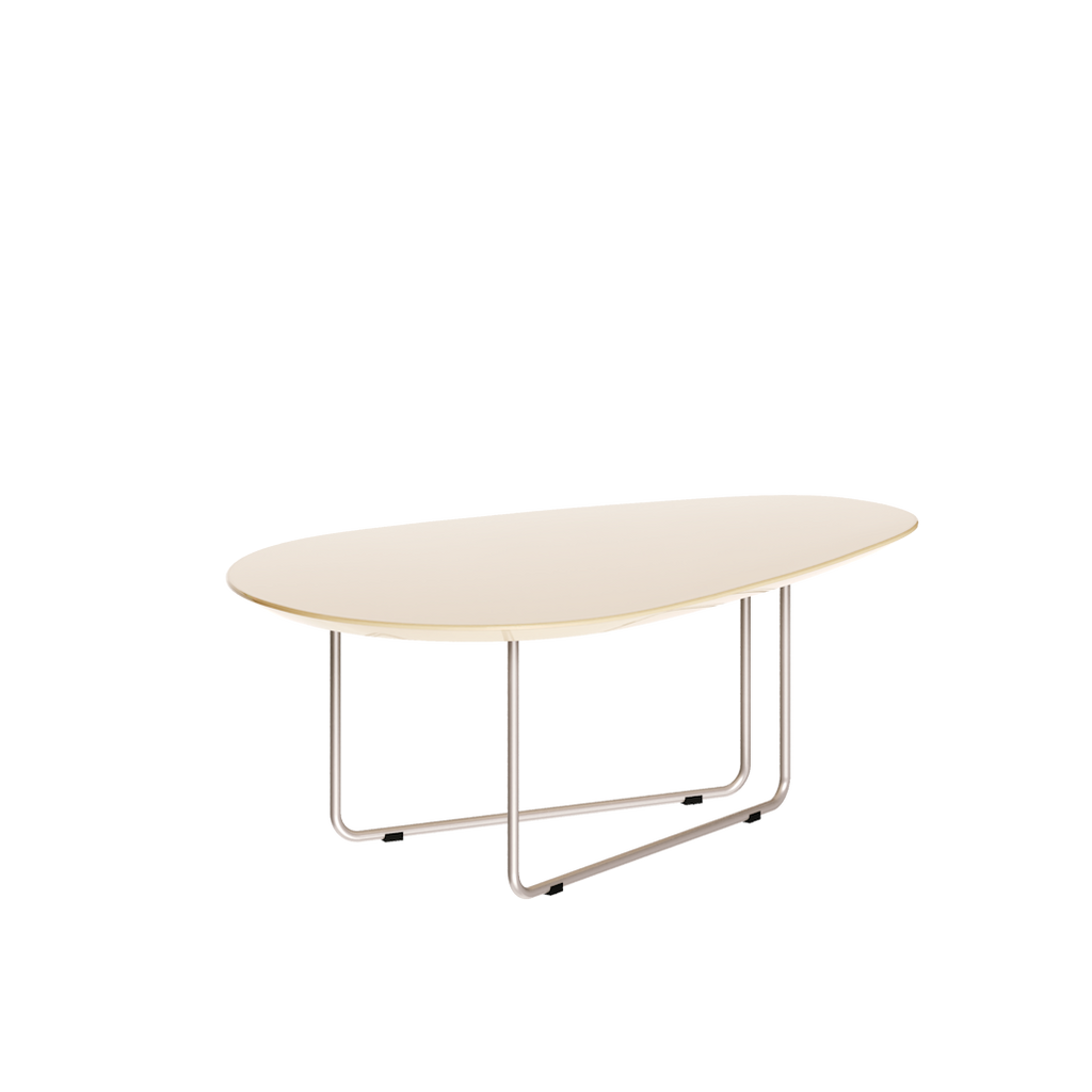 Mesa de Centro Orgânica Side Imcal 90x56 Pé em Metal Off White
