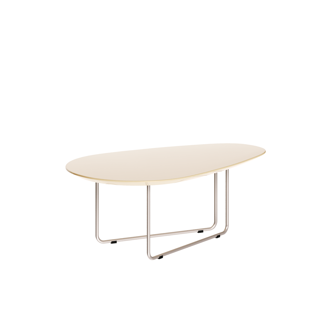 Mesa de Centro Orgânica Side Imcal 90x56 Pé em Metal Off White