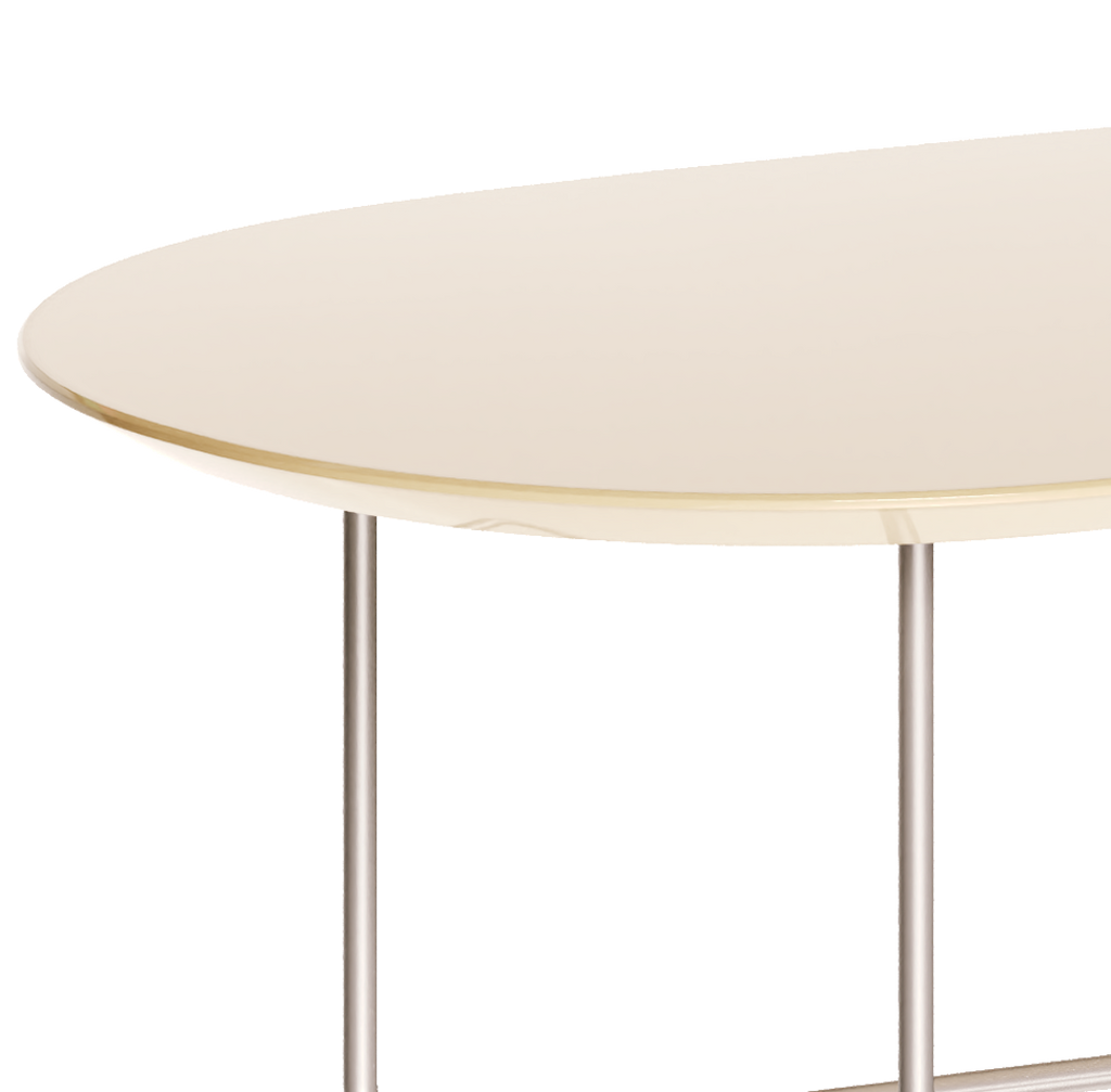Mesa de Centro Orgânica Side Imcal 90x56 Pé em Metal Off White