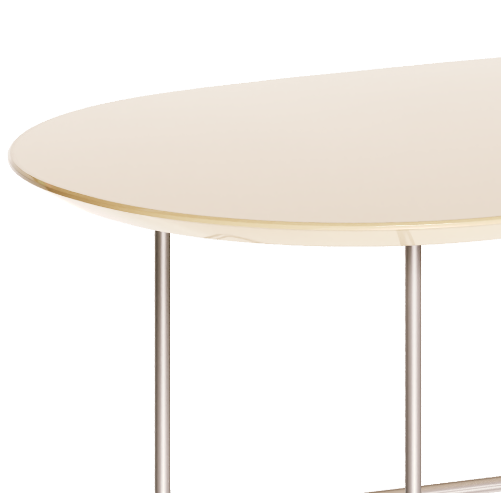 Mesa de Centro Orgânica Side Imcal 90x56 Pé em Metal Off White