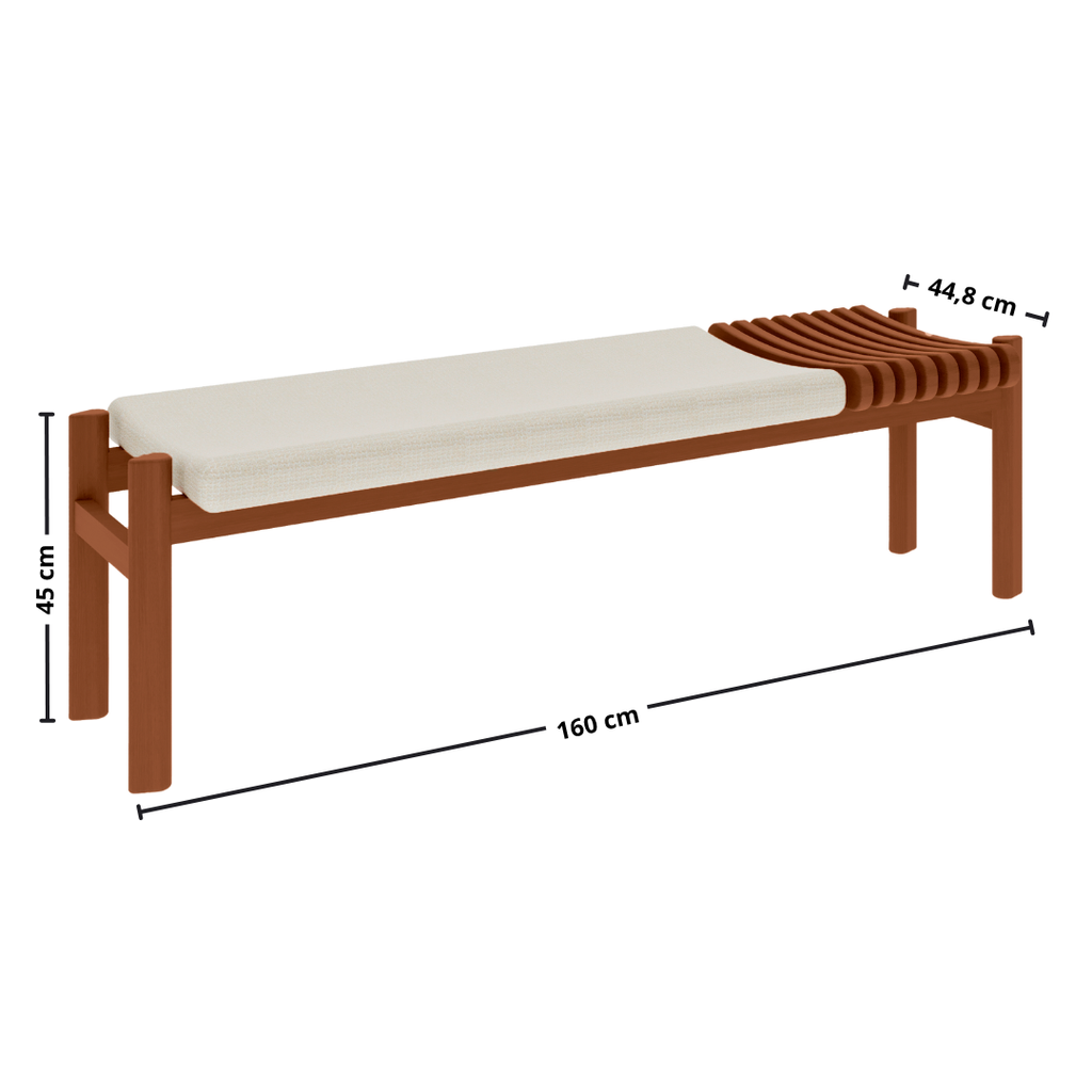 Banco Air Rudnick 160cm Amêndoa Linho Areia