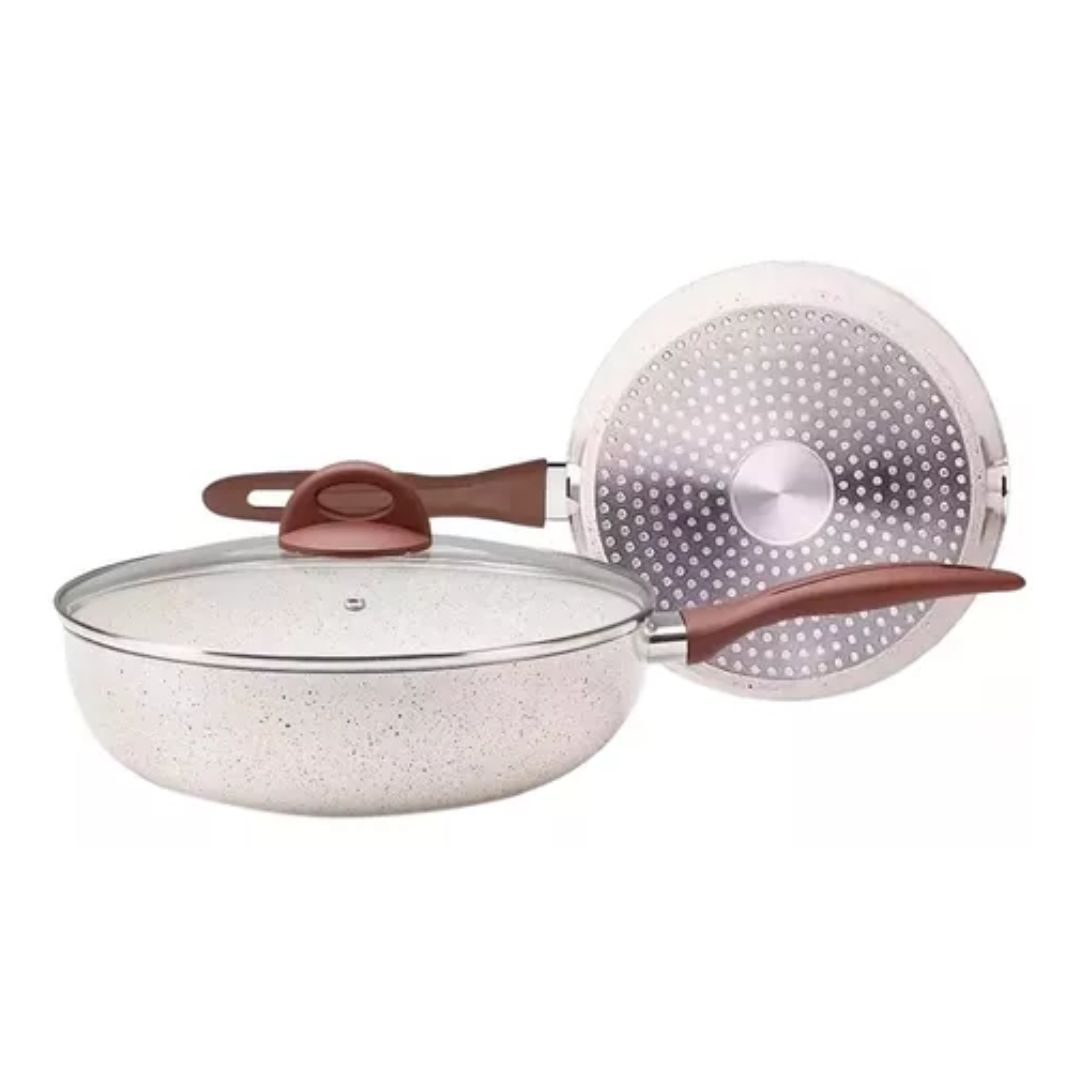 Frigideira Wok Ceramic Life Brinox Indução 3,4L Granada Vanilla