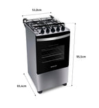 Fogão 4 Bocas Brastemp BFO4NBR Piso Duas Prateleiras com Alturas Ajustáveis Inox Bivolt