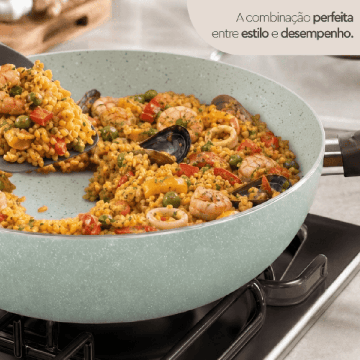 Frigideira Wok Ceramic Life Brinox Suprema 4,65 Litros Vanilla
