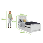 Cama Solteiro Bibox Athenas Lopas Cama Auxiliar e 2 Gavetas  Branco