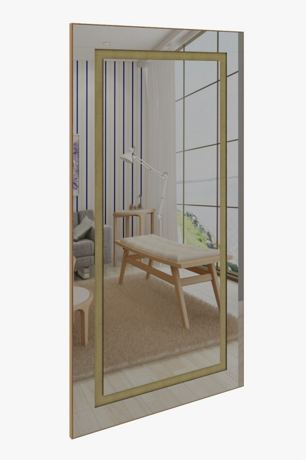 Espelho Mondrian Rudnick 110x210cm Natural/Palha