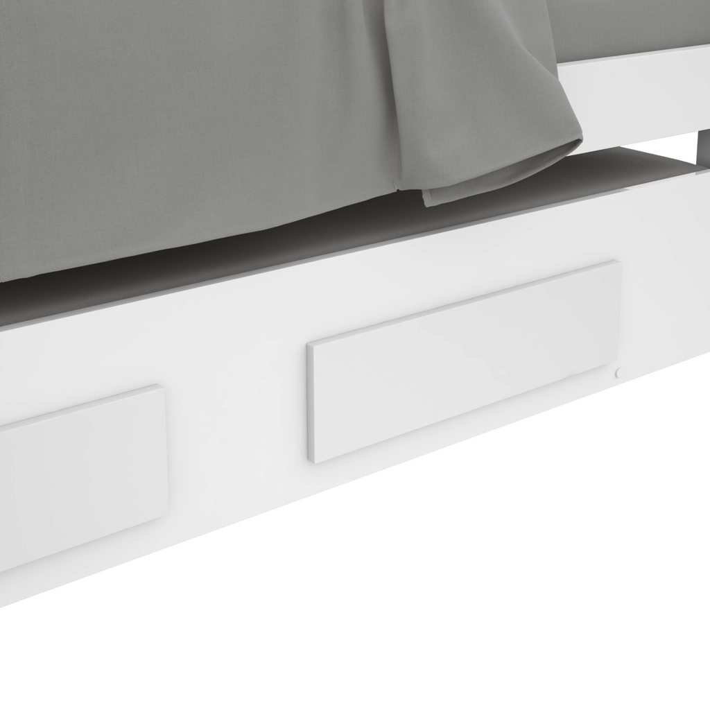 Cama Solteiro Bibox Athenas Lopas Cama Auxiliar e 2 Gavetas Branco