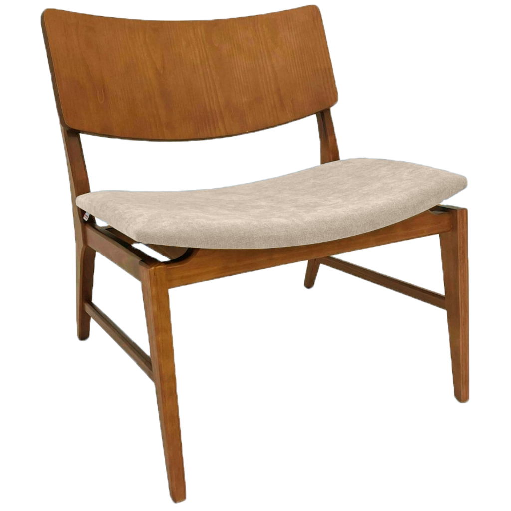 Poltrona Zoe 70cm Rudnick Encosto Laminado Nogal Linho Areia