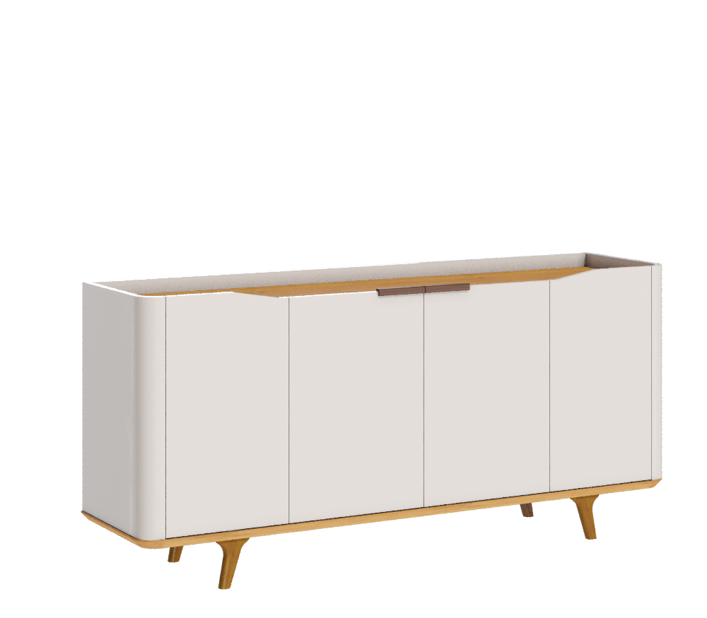 Balcão Buffet Arc Imcal 180cm Off White e Natural