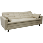 Sofá Cama New Jully 208cm Linoforte com Braços Pés em Madeira Linho Bege